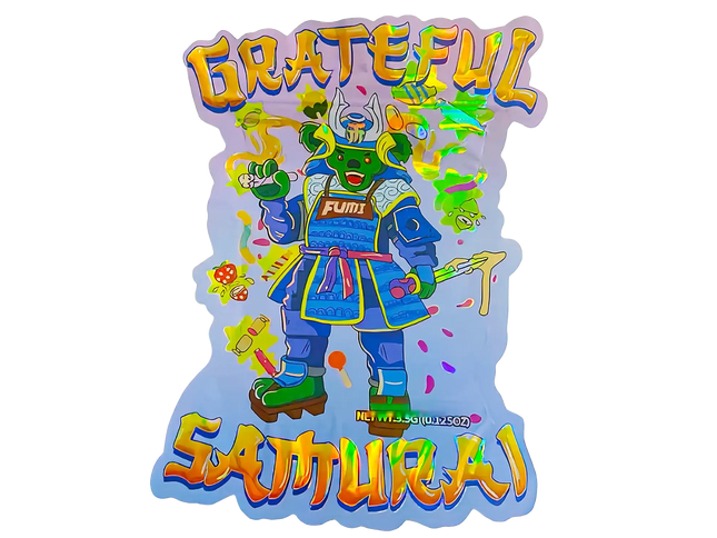 3.5g Shaped Mylar Storage Bag - Grateful Samurai (50 Count)