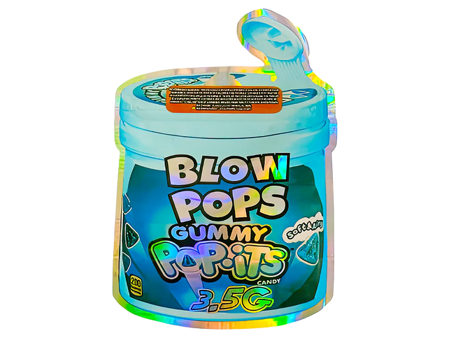50 Pack 3.5G Shaped Mylar Bags – Gummy Pop Design