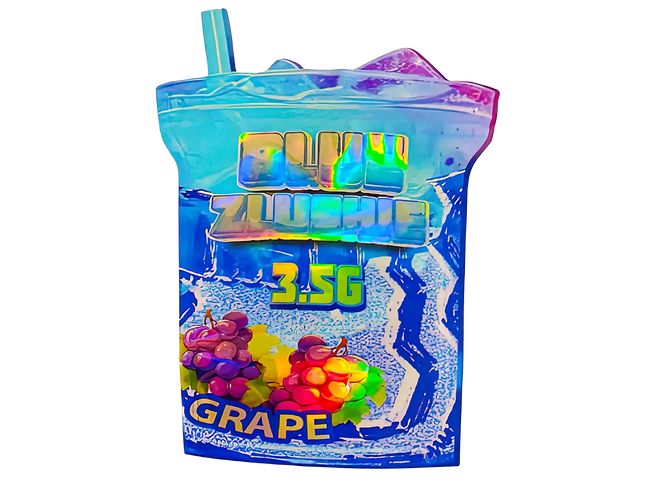 3.5g Shaped Mylar Storage Bag - Blue Zlushie (50 Count)