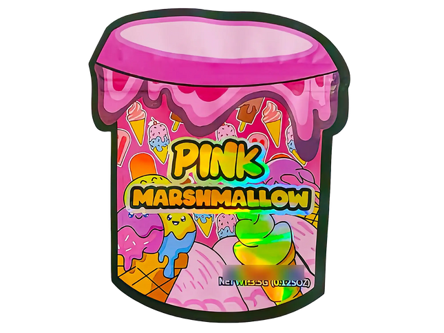 3.5g Shaped Mylar Storage Bag - Pink Marsh (50 Count)