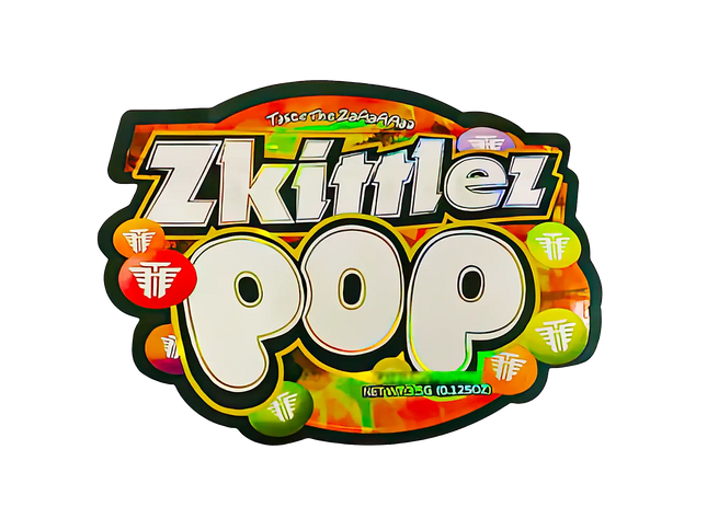 3.5g Shaped Mylar Storage Bag - Zkittlez Pop (50 Count)