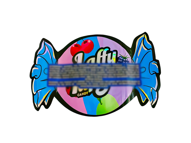 50 Pack 3.5G Shaped Mylar Bags – Laffy Taffy Candy Design
