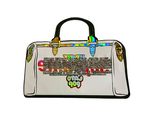 50 Pack 3.5G Shaped Mylar Bags – White Monogram Pop Design