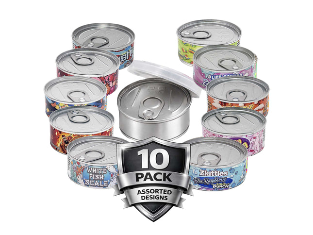 Mylar Kings 10 Pack 3.5g Pull-Top Tin Can Storage Containers - Exotic Designs