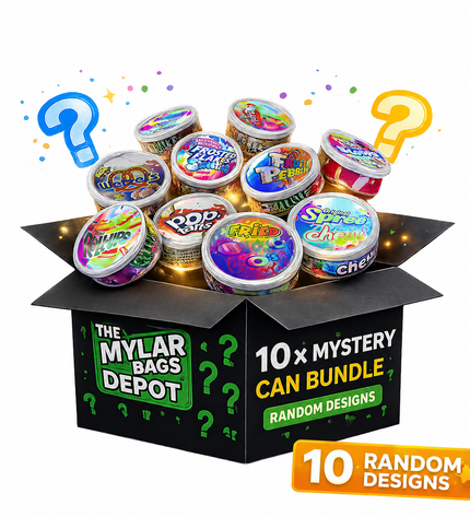 10-Pack 3.5g Pull-Top Tin Can Storage Containers – Assorted Designs