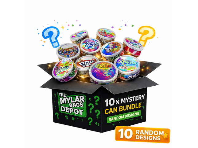 3.5g Pull-Top Tin Storage Containers - 10 Piece Assorted Set - Mylar Kings