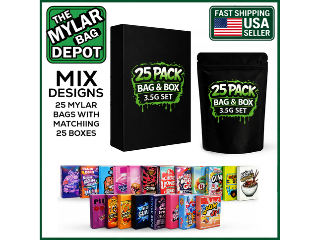 25-Pack 3.5g Small (3.5" × 5") Gift Boxes with Matching Zip Bags – Assorted Designs
