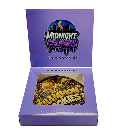 (12 Count) Midnight Crumbs Shaped Bag & Window Box Set - Midnight Crumbs Champion Cookies