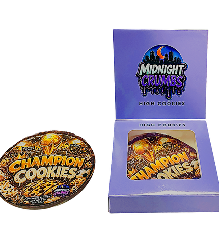 (12 Count) Midnight Crumbs Shaped Bag & Window Box Set - Midnight Crumbs Champion Cookies