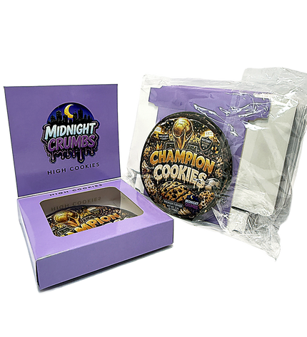 (12 Count) Midnight Crumbs Shaped Bag & Window Box Set - Midnight Crumbs Champion Cookies