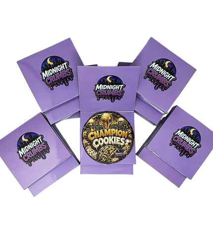 (12 Count) Midnight Crumbs Shaped Bag & Window Box Set - Midnight Crumbs Champion Cookies