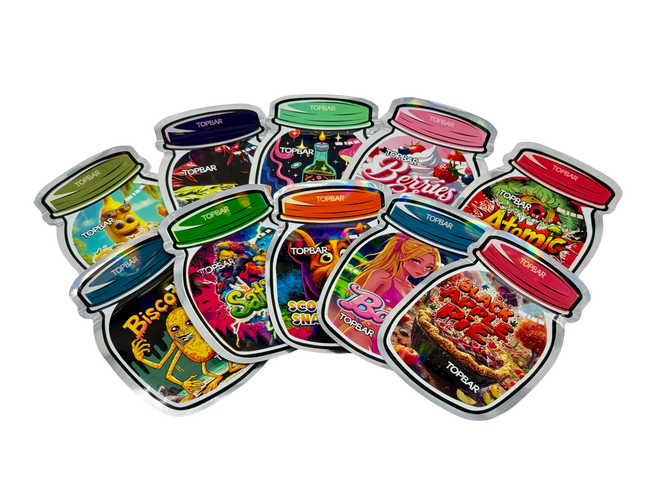 50 Pack 3.5G Mylar Bags Mix Designs – Flower Jar