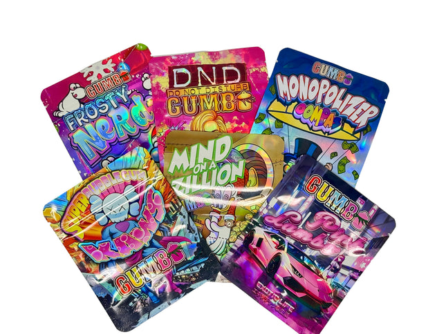50 Pack 3.5G Mylar Bags Mix Designs – Gumbo
