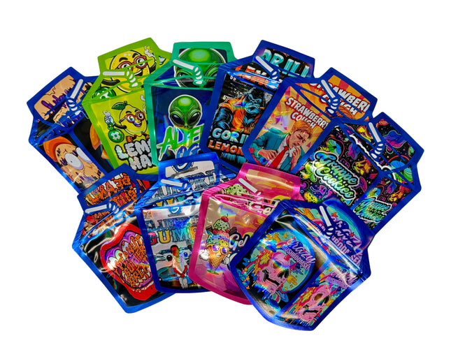 50 Pack 3.5G Mylar Bags Mix Designs – Juice Box 1