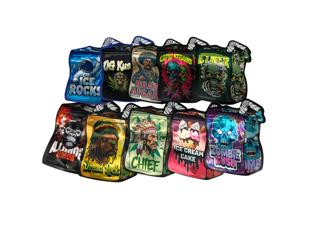 50 Pack 3.5G Mylar Bags Mix Designs – Juice Box 2