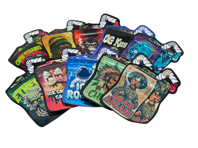 50 Pack 3.5G Mylar Bags Mix Designs – Juice Box 2