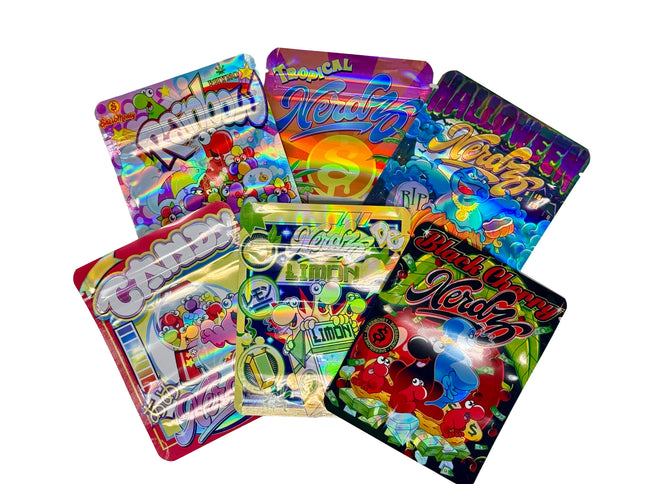 50 Pack 3.5G Mylar Bags Mix Designs – Nerdz