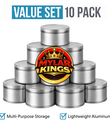 10 Pack 3.5g Pull Top Tin Can Storage Pouches Mystery Bundle Assorted Designs