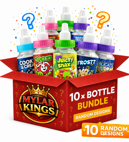 10 Pack 3.5g Baby Bottle Style Plastic Storage Pouches Mystery Assorted Designs