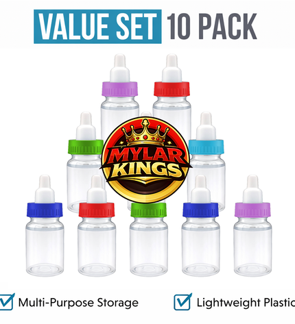 10 Pack 3.5g Baby Bottle Style Plastic Storage Pouches Mystery Assorted Designs