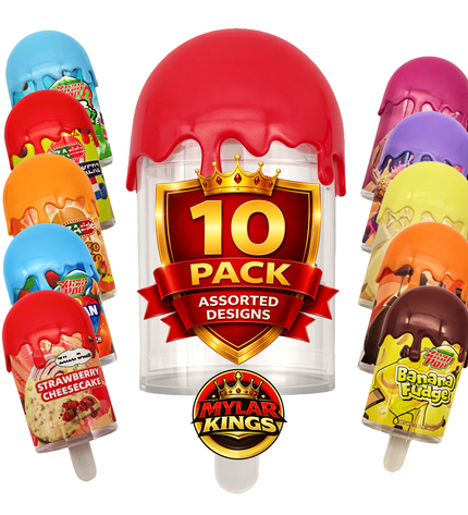 10 Pack 3.5g Popsicle Style Plastic Storage Pouches Mystery Assorted Designs