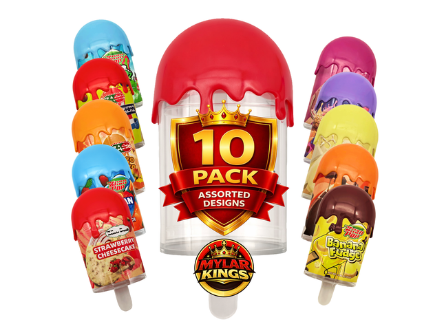 10 Pack 3.5g Popsicle Style Plastic Storage Pouches Mystery Assorted Designs