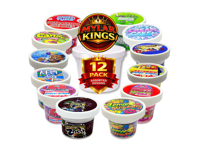 12 Pack 3.5g Mystery Popular Ice Cream Pint Style Plastic Storage Pouches - Random Designs