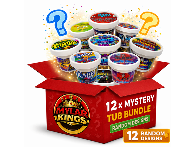 12 Pack 3.5g Mystery Exotic Ice Cream Pint Style Plastic Storage Pouches - Random Designs