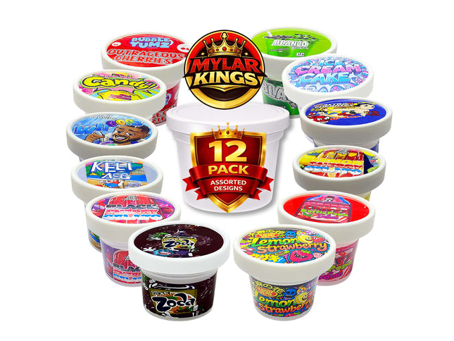 12 Pack 3.5g Mystery Exotic Ice Cream Pint Style Plastic Storage Pouches - Random Designs