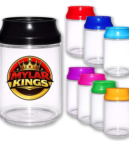 12 Pack 3.5g Soda Can Style Plastic Storage Pouches with Lids Mystery Assorted Designs