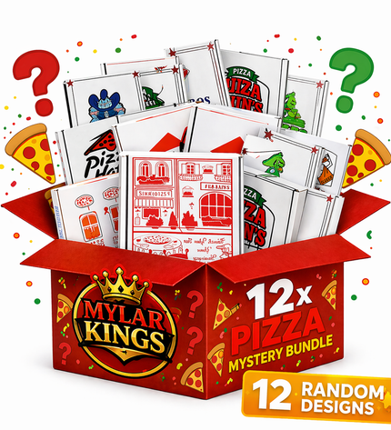 12 Pack 3.5g Pizza Shaped  Mystery Bundle Bags & Matching Boxes Set - Assorted Designs