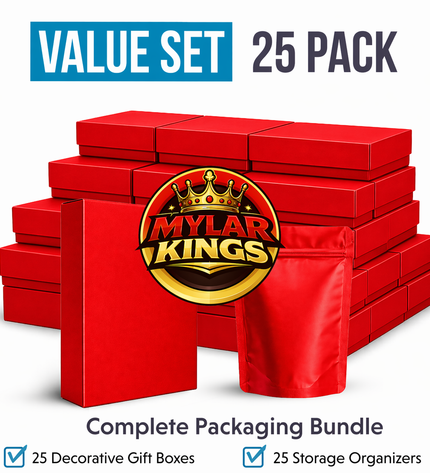 25 Pack 3.5g Bags and Matching Boxes Mystery Storage Pouches Assorted Designs Bundle