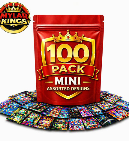 100 Pack 1g Mini (3"x3.5") Bags Mystery Bundle Storage Pouches Assorted Designs