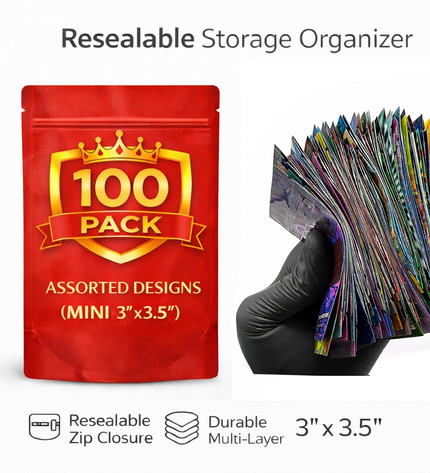 100 Pack 1g Mini (3"x3.5") Bags Mystery Bundle Storage Pouches Assorted Designs