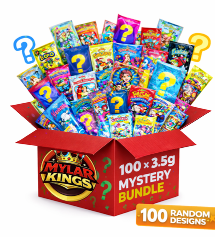 100 Pack 3.5g Small (3.5"x5") Bags Mystery Bundle Storage Pouches Assorted Designs