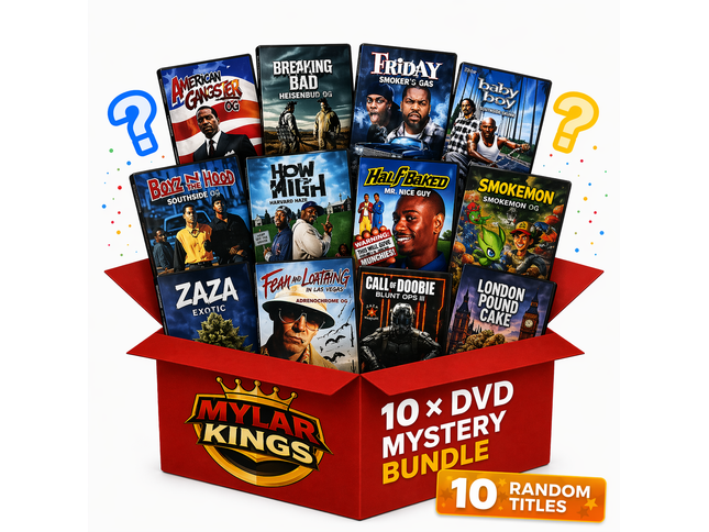10 Pack 3.5g Bags with DVD Cases Mystery Bundle Storage Pouches Assorted Designs