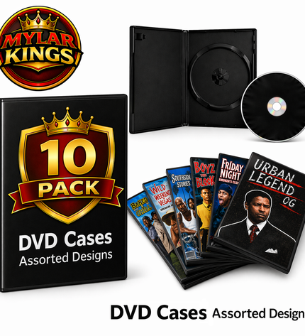 10 Pack 3.5g Bags with DVD Cases Mystery Bundle Storage Pouches Assorted Designs