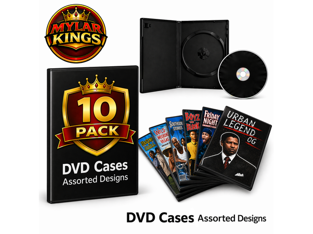 10 Pack 3.5g Bags with DVD Cases Mystery Bundle Storage Pouches Assorted Designs