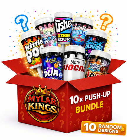 10 Pack 3.5g Push Up Plastic Storage Pouches Mystery Assorted Designs