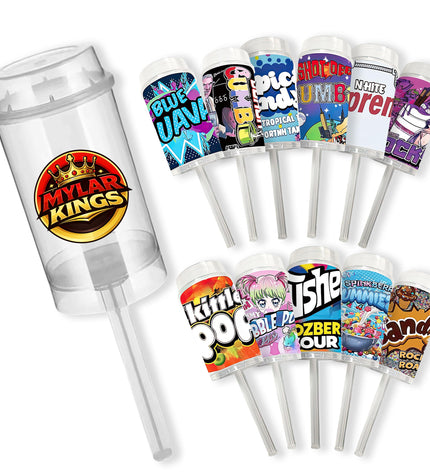 10 Pack 3.5g Push Up Plastic Storage Pouches Mystery Assorted Designs