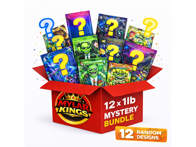 12 Pack 1lb Pound X-Large Bags Mystery Bundle Storage Pouches Assorted Designs