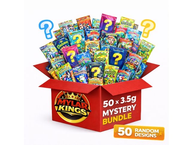 50 Pack 3.5g Small (3.5"x5") Bags Mystery Bundle Storage Pouches Assorted Designs
