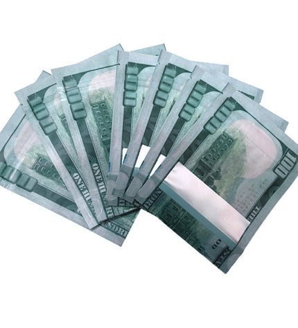 50 Pack 3.5g Money Shaped Mylar Bags – Hundred Dollar Back Graphic