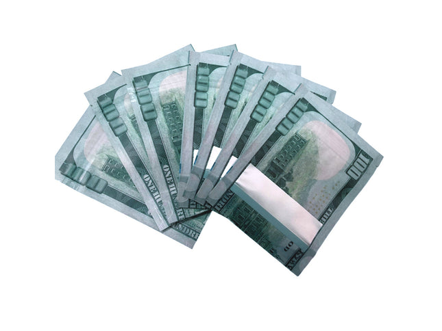 50 Pack 3.5g Money Shaped Mylar Bags – Hundred Dollar Back Graphic