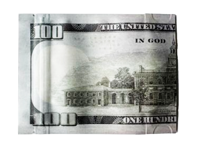 Money Mylar bag 3.5g, herb Mylar Bags, Where to buy mylar bags, Custom mylar bags near me, Mylar Bags Wholesale. Money clip with a design resembling a $100 bill on a white background