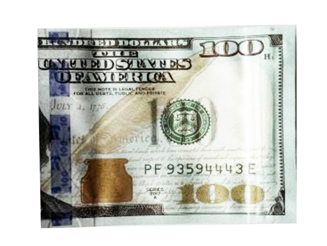 Money Mylar bag 3.5g, herb Mylar Bags, Where to buy mylar bags, Custom mylar bags near me, Mylar Bags Wholesale. 100 dollar bill with a clear plastic bag on top