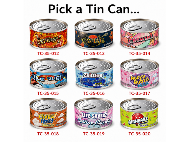 12 Pack 3.5g Ring Candy Cotton Candy Tin Containers by Mylar Kings