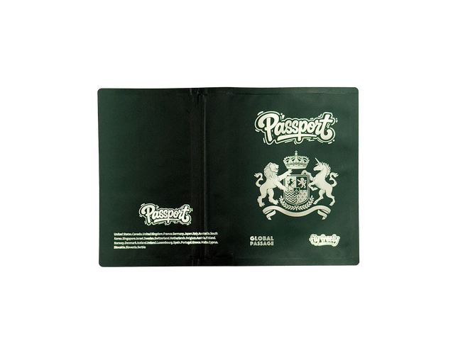 12 Pack 3.5G Passport Style Mylar Bags – Green