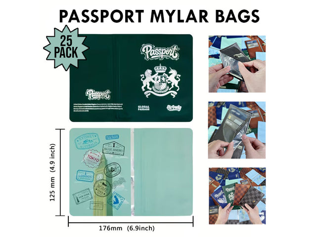 12 Pack 3.5G Passport Style Mylar Bags – Green