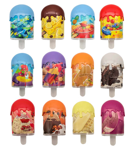 12-Pack Popsicle Style Plastic Storage Containers with Decorative Wrap Labels – Banana Fudge Design